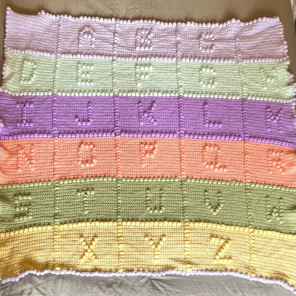 Colorful Alphabet Knit Blanket